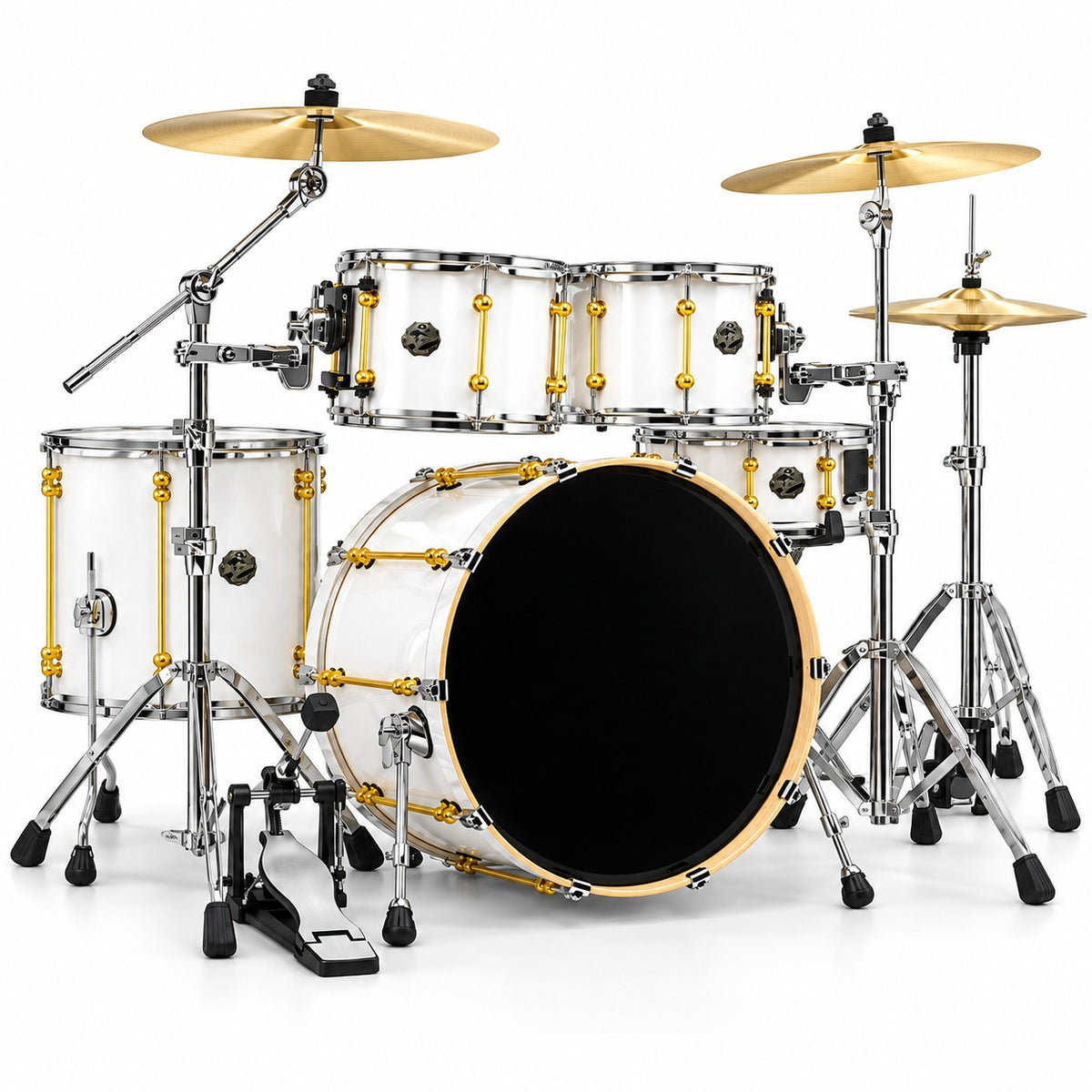 DRUM 8PCS SET WHITE & GOLDEN YAMAHA-007