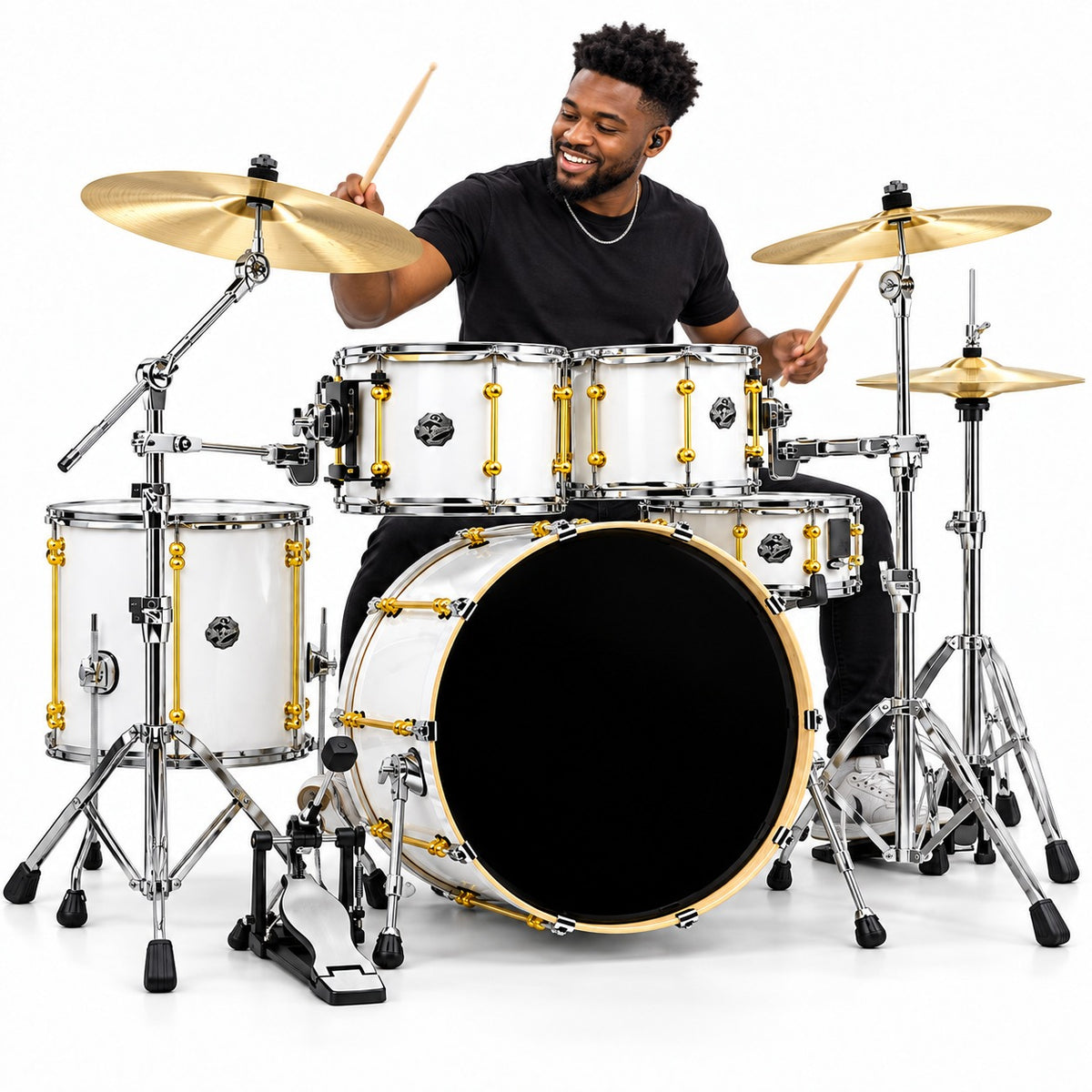DRUM 8PCS SET WHITE & GOLDEN YAMAHA-007